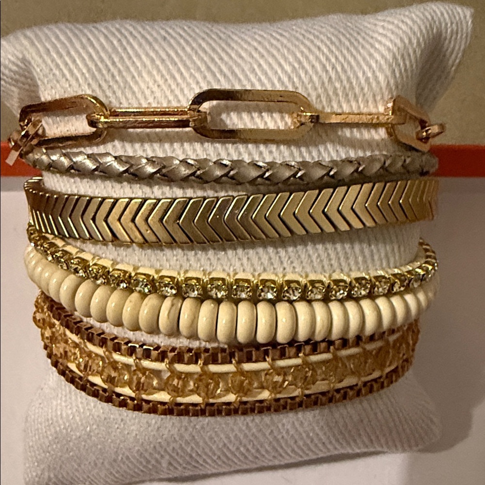 Victoria Emerson Gold and Cream Multistrand Bracelet